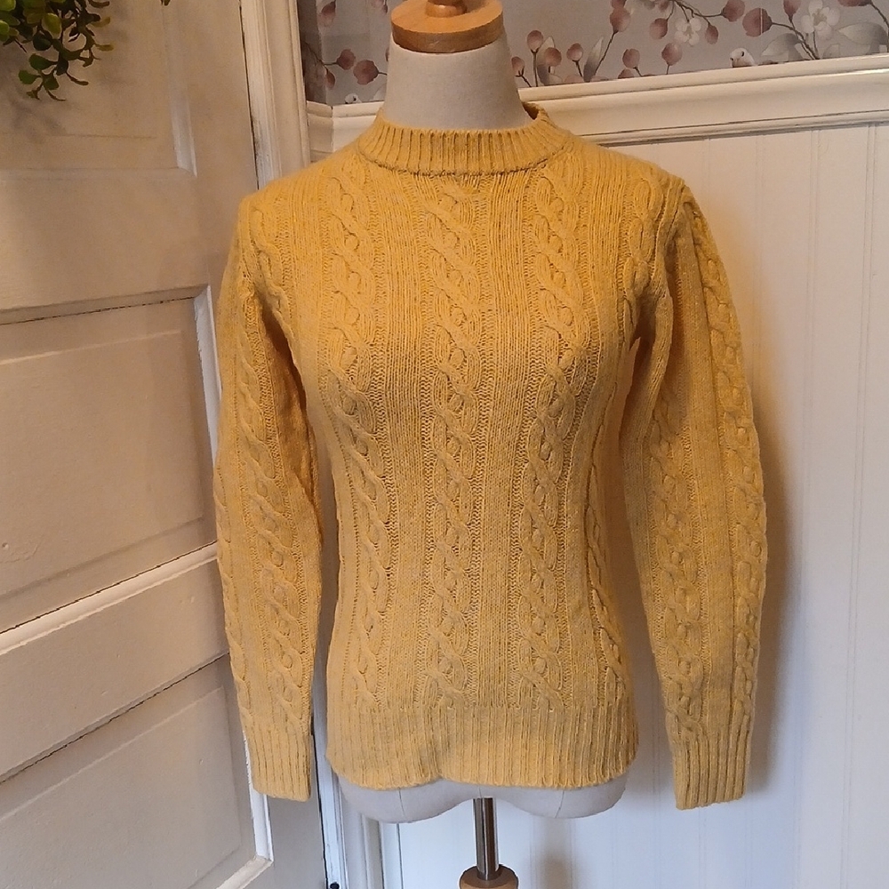 Vintage Yellow Cable Knit Sweater